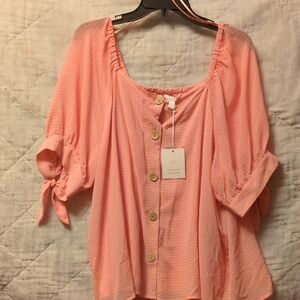 NWT LC Lauren Conrad Coral Button-Up Blouse